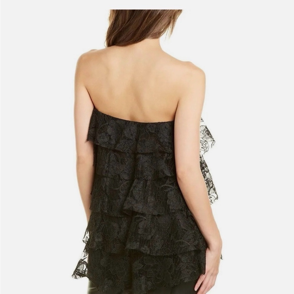 Sachin + Babi Black Tiered Lace Strapless Top - Picture 3 of 7